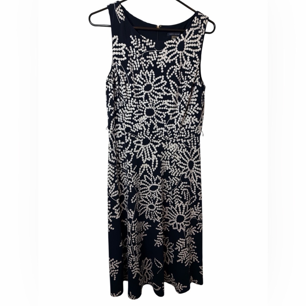 Tommy Hilfiger Navy and White Floral Midi Dress
